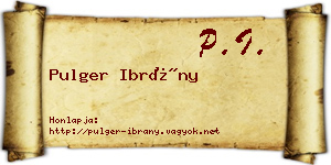 Pulger Ibrány névjegykártya
